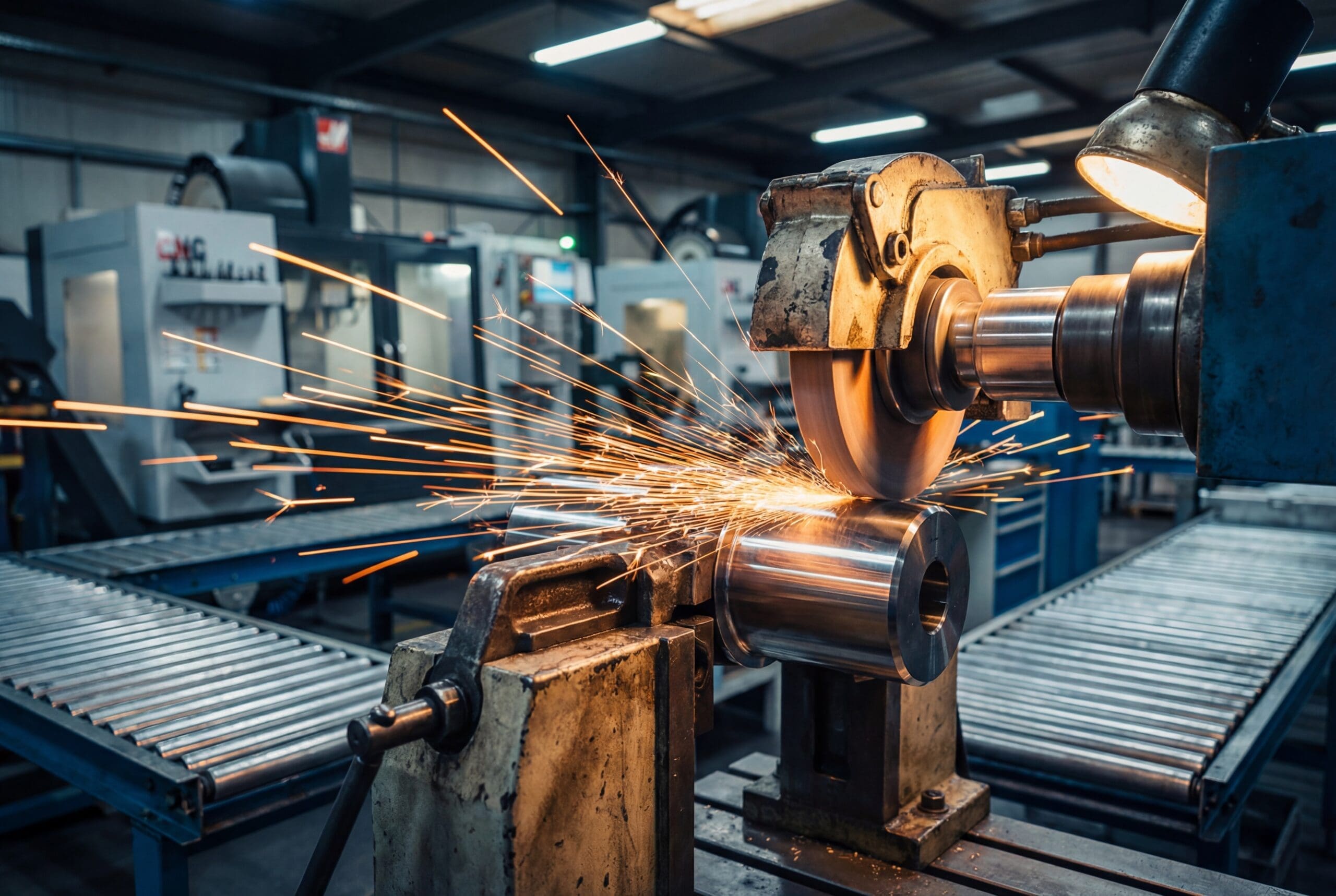 A heavy industrial grinding machine.