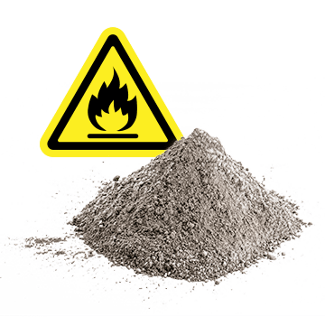 Cement dust pile and danger sign.