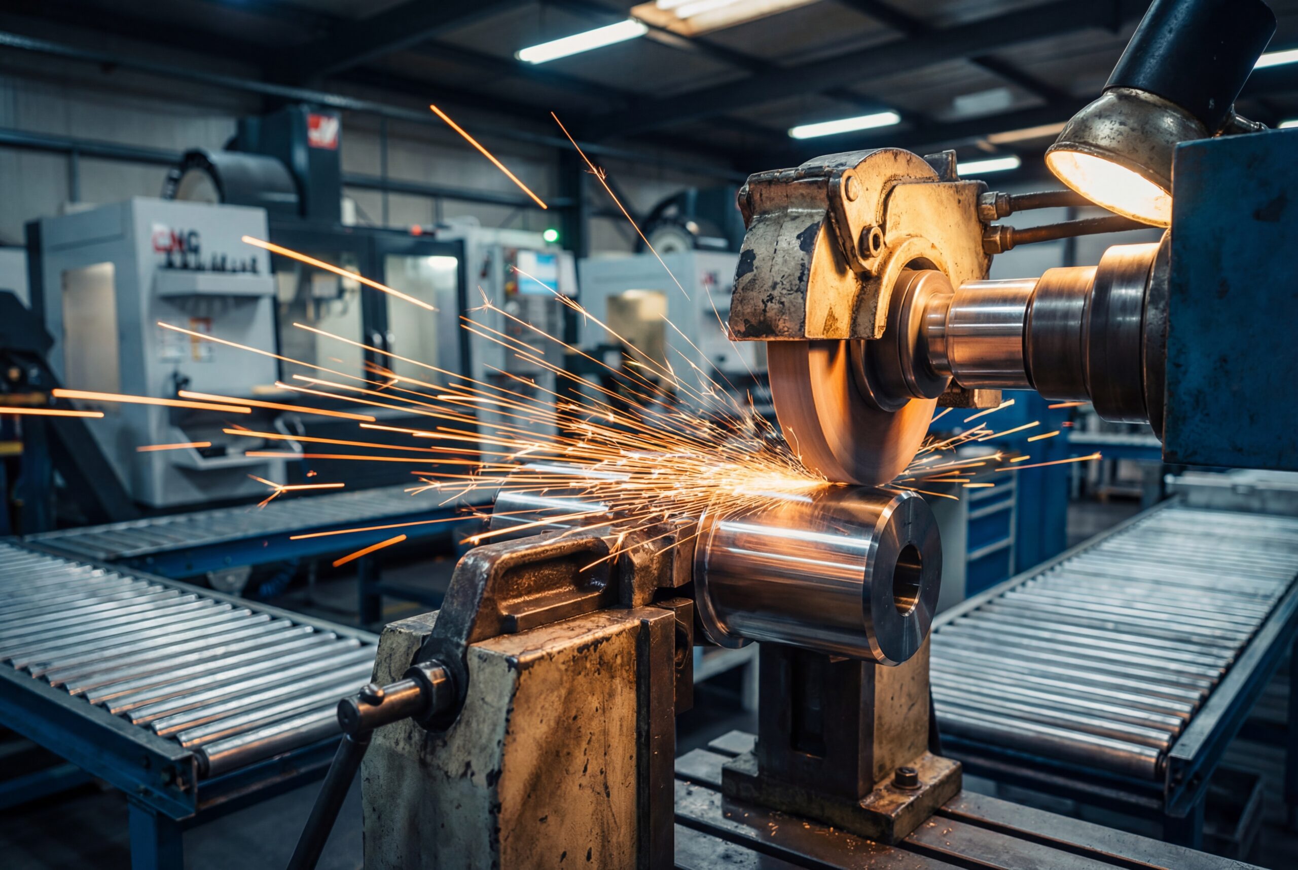 A heavy industrial grinding machine.